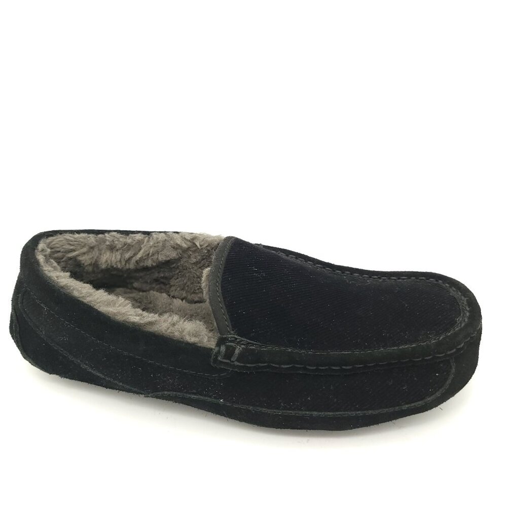 NEW UGG Ascot Corduroy II Slippers Mens 8 Womens 10 Black Cozy Loungewear Relax